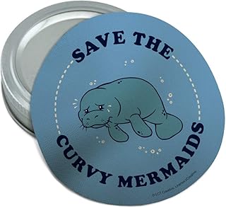 Save the Curvy Mermaids Manatee Funny Humor Round Rubber Non-Slip Jar Gripper Lid Opener