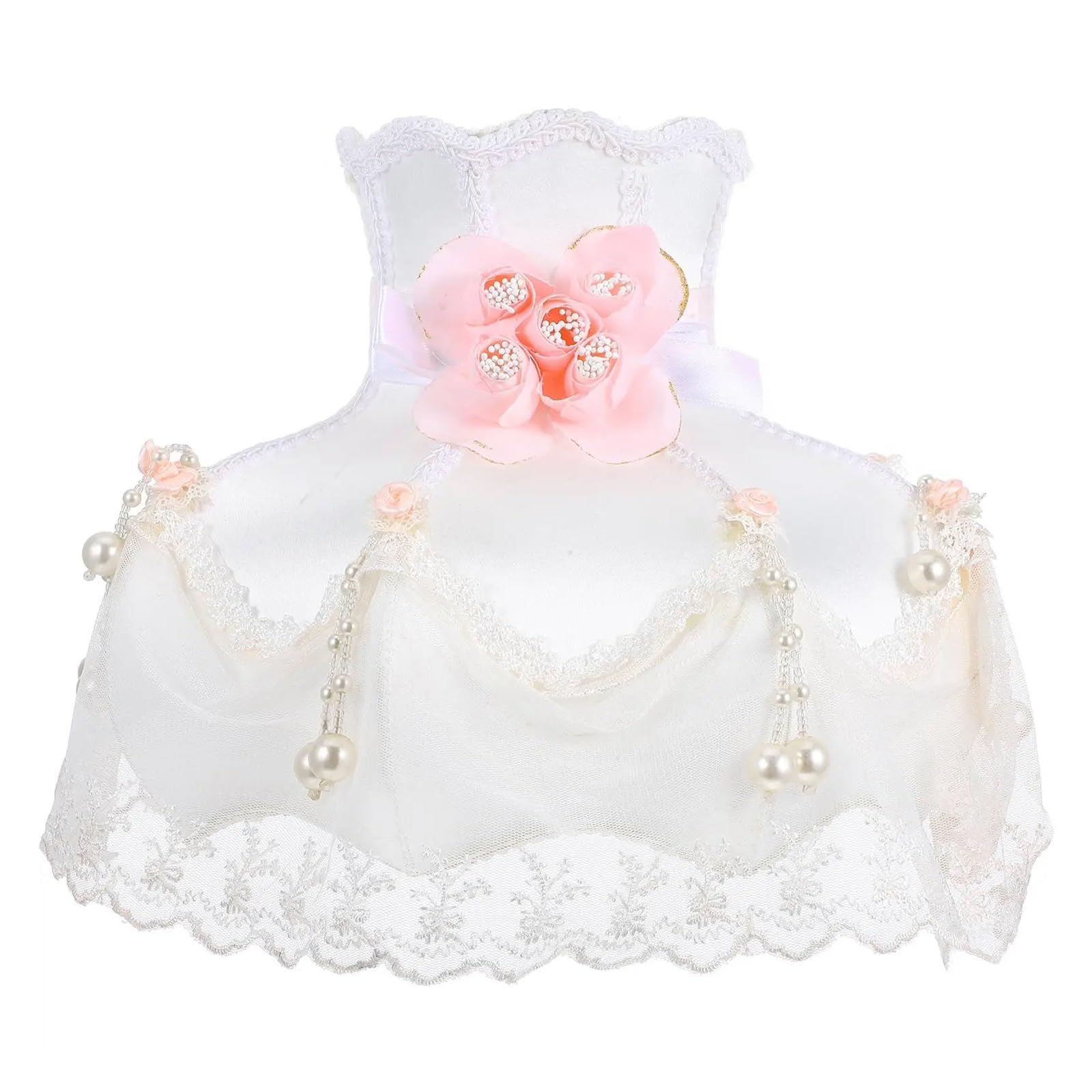 Qmvdojr White Lampshade Vintage Cloth Floral Pink Small Fringe Tassels Beaded Retro Scallop Dome Bell Shade Chandelier Cover