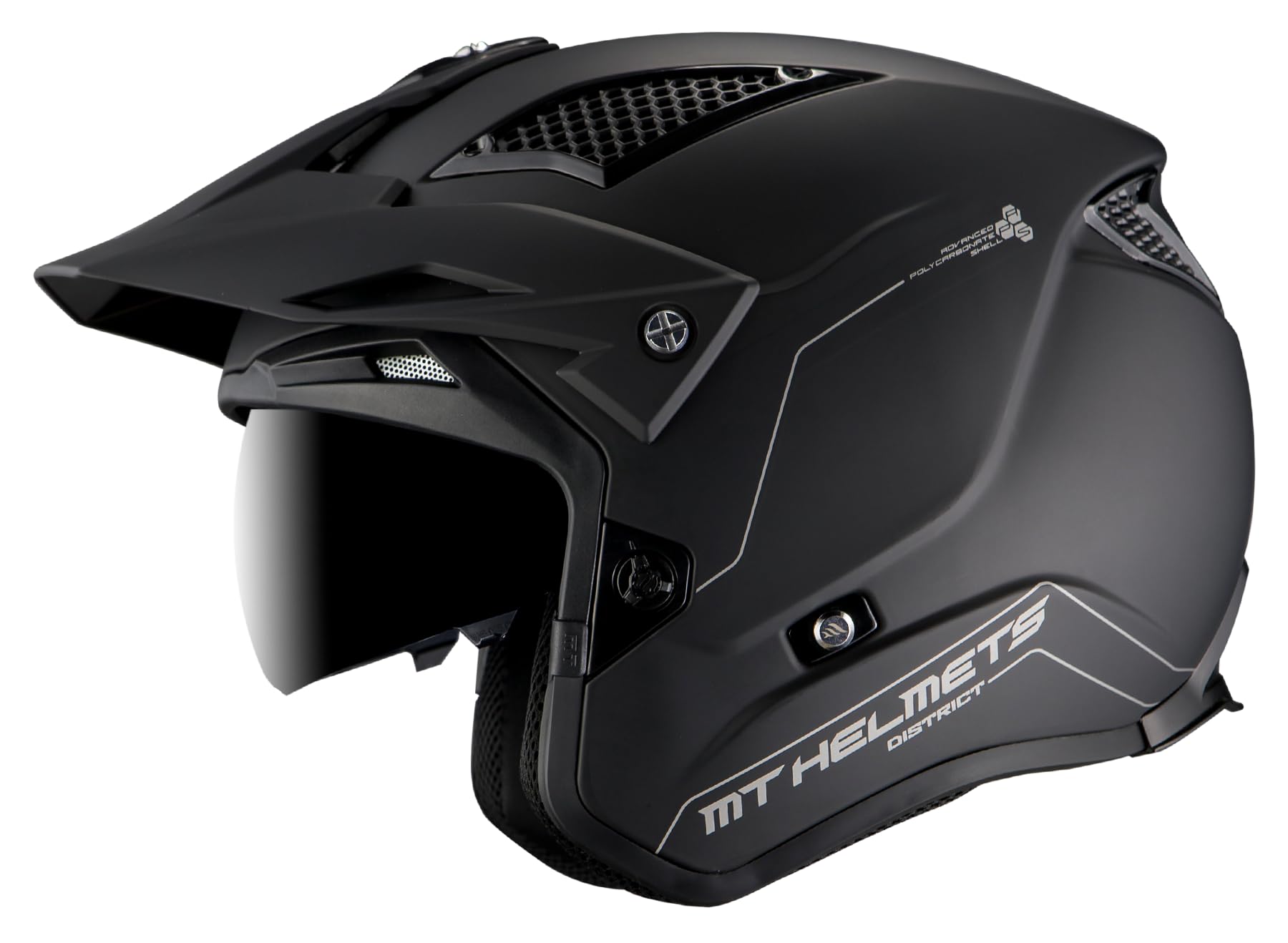 MT Helmets District SV S Casco Moto Trial Urbano Visor Solar Retráctil Interior Lavable Homologado ECE 22.06 DOT