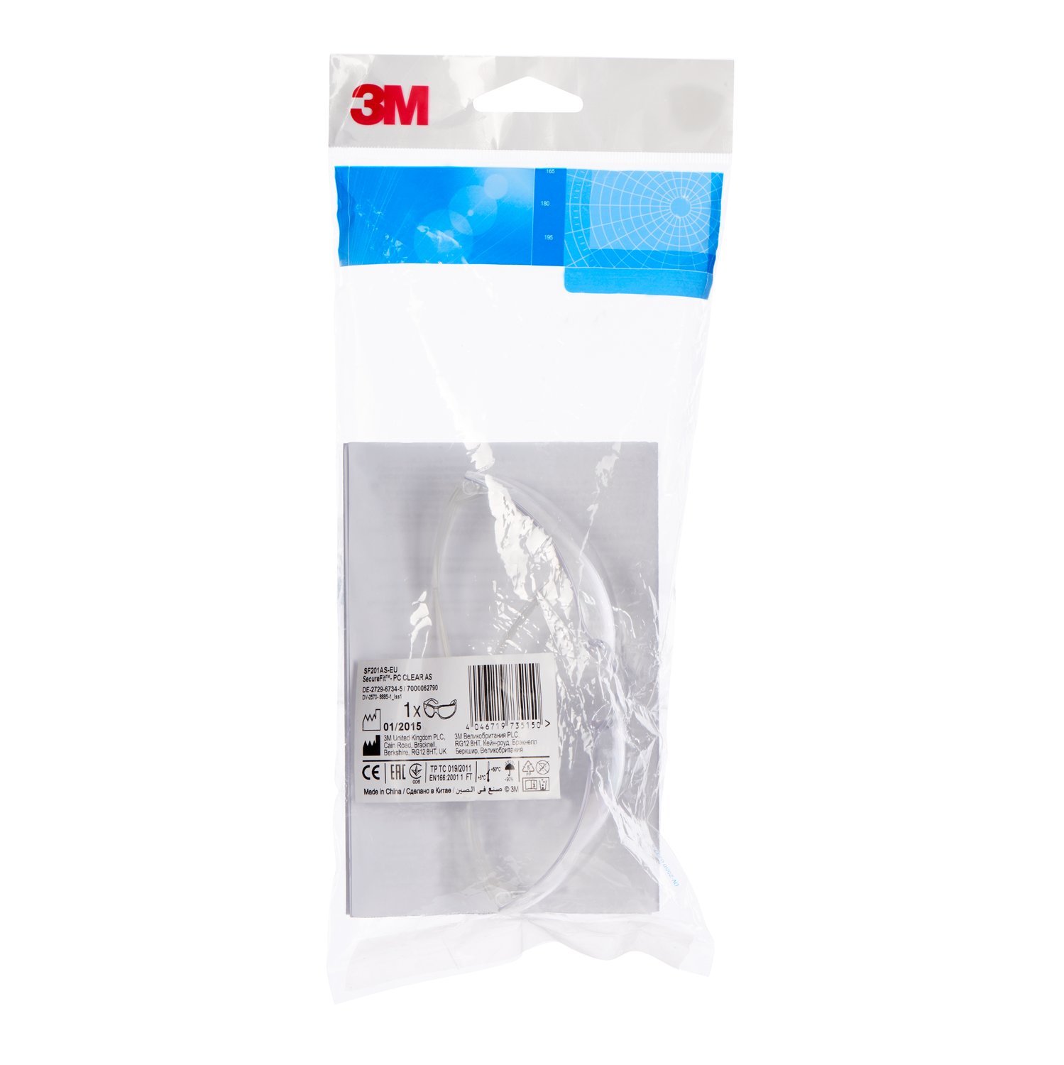 3M Okulary ochronne SecureFit SF201AS, przezroczyste – okulary ochronne z powłoką zapobiegającą zarysowaniom i promieniowaniem UV