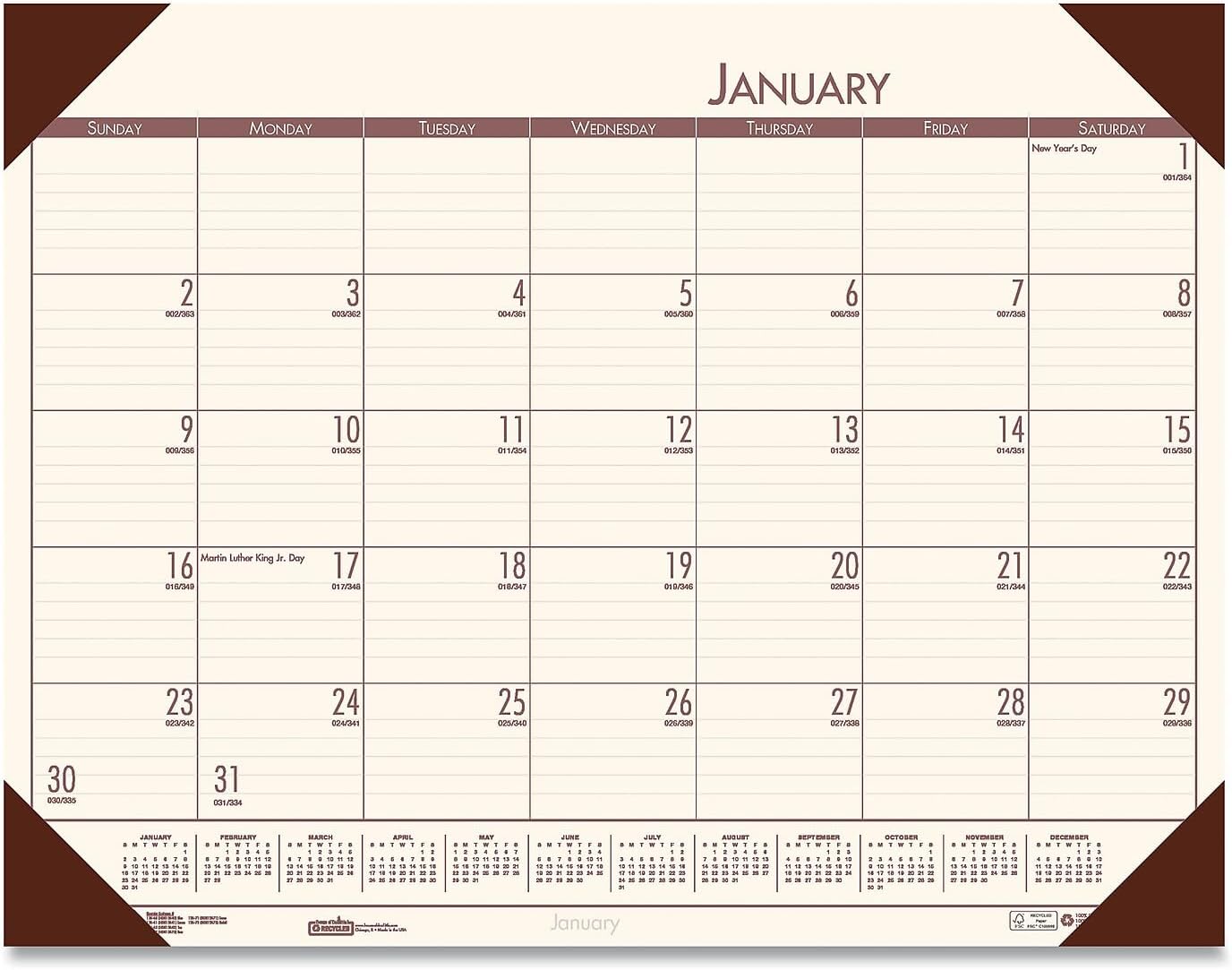 House of Doolittle 2024 Monthly Desk Pad Calendar, EcoTones, Blue Paper, 22 x 17 Inches, January - December (HOD12440-24)
