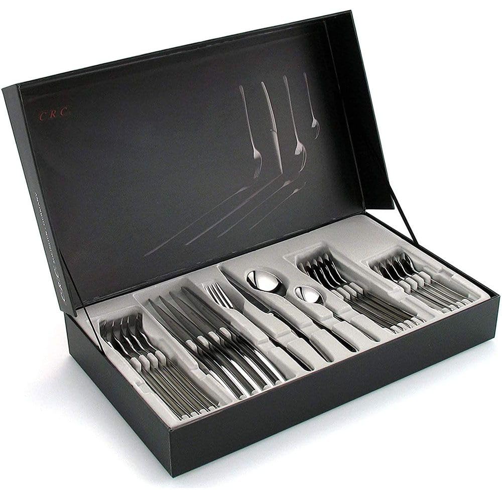 Lot de 24 couverts en acier inoxydable Trento, 6 cuillères, 6 fourchettes, 6 couteaux, 6 cuillères à dessert