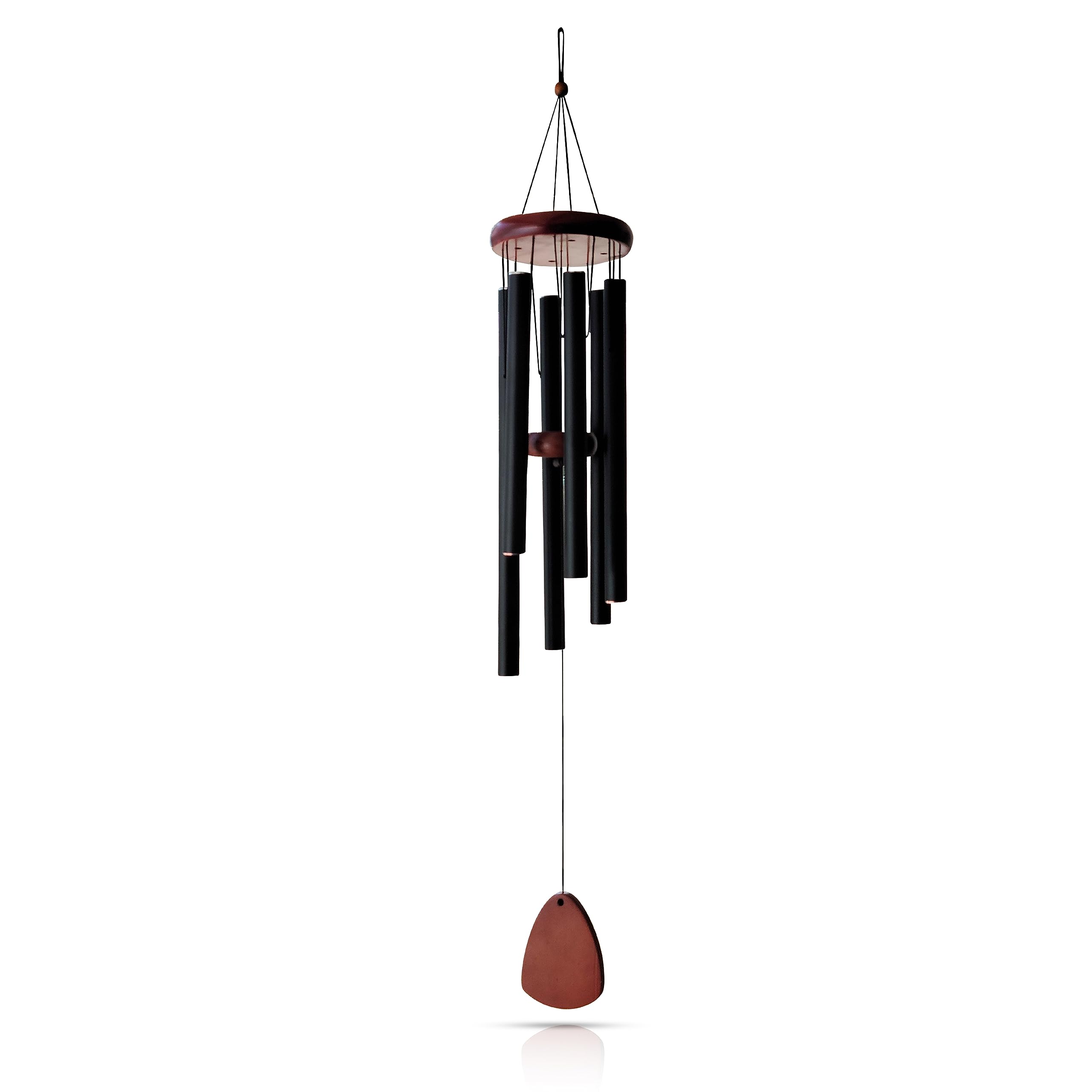 Sunny Sky Home Large Wind Chimes for Your Outdoor Area-Stylish Black Aluminum Metal with Wood Wind Catcher-37 inches-Deep Tone Chimes-Perfect for Gift Giving and Creating a Zen Atmosphere