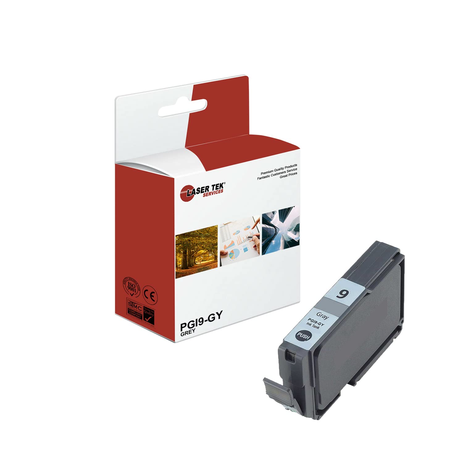 Laser Tek Services Compatible High Yield Ink Cartridge Replacement for Canon PGI-9 PGI9-GY Works with Canon Pixma MX7600 / iX7000, Pro9500 / Pro9500