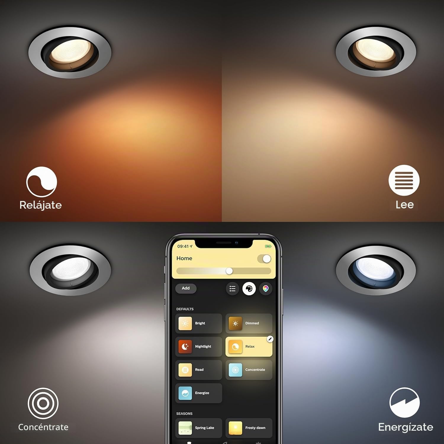 Philips Hue - Foco Inteligente Empotrable Hue Centura 5.7W, 350 lm, Luz Blanca y de Colores, compatible con Alexa y Google Home - Aluminio [Clase de eficiencia energética F]