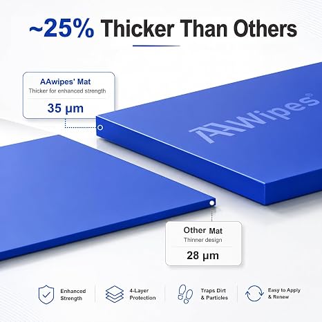 AAwipes Sticky Mat Tacky Pads Adhesive 24 x 36 5 Packs, 30 Sheets/Packs, 150 Sheets Total Blue Cleanroom Floor Mats Remove Dirt for Laboratory Construction Hospital Shoes