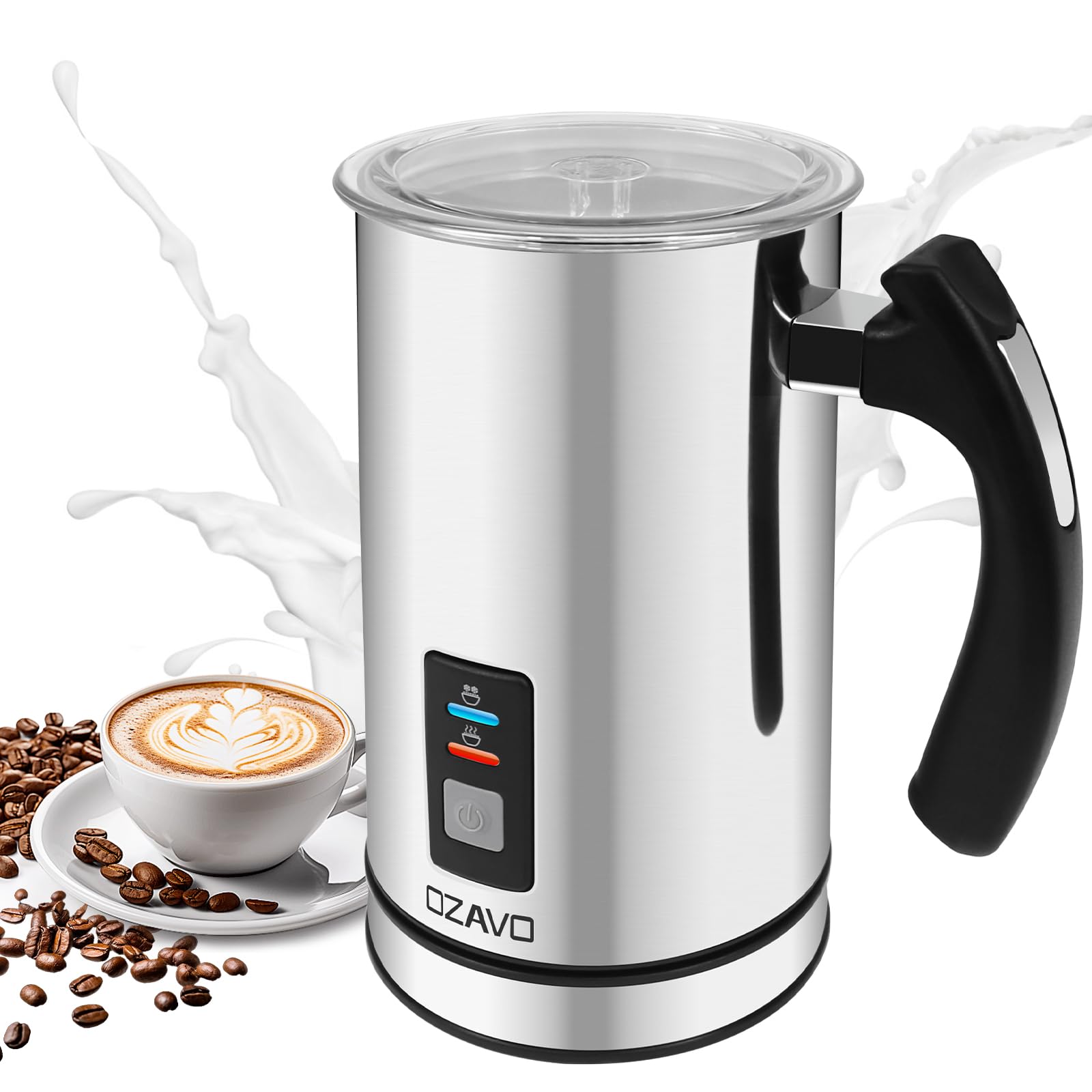 Espumador de Leche Automático Batidor de leche Eléctrico 500W Vaporizador y Calentador Leche 150ML/240ML Hace Espuma en Caliente/Frío, Protección Contra-sobrecalentar- 304 Acero Inoxidable