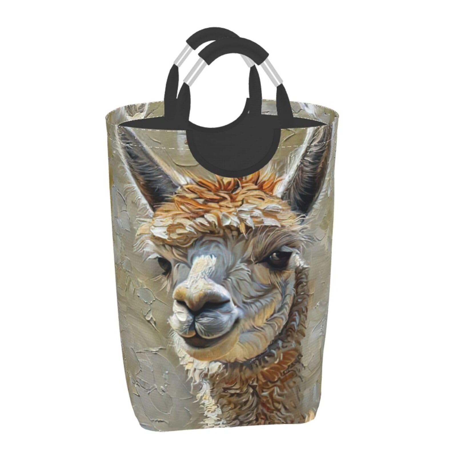 Bolsa de lavandería plegable con estampado de llama de alpaca para el hogar, cesta de almacenamiento plegable para baño diario o dormitorio