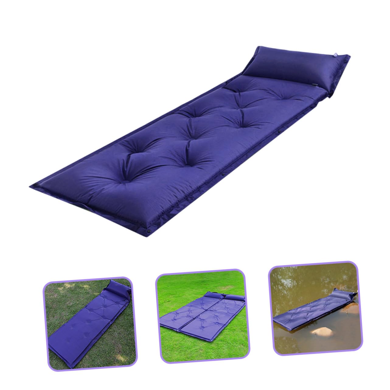BESPORTBLE Colchoneta Inflable para Acampar Portátil y Compacta de Poliéster y PVC, Resistente Humedad, Adecuado para Actividades al Aire Libre y Viajes