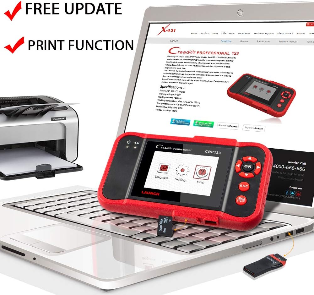 LAUNCH OBD2 Scanner CRP123 - 2022 Model Engine/ABS/SRS/Transmission Diagnostic Scan Tool SRS Code Reader,Free Update : Automotive