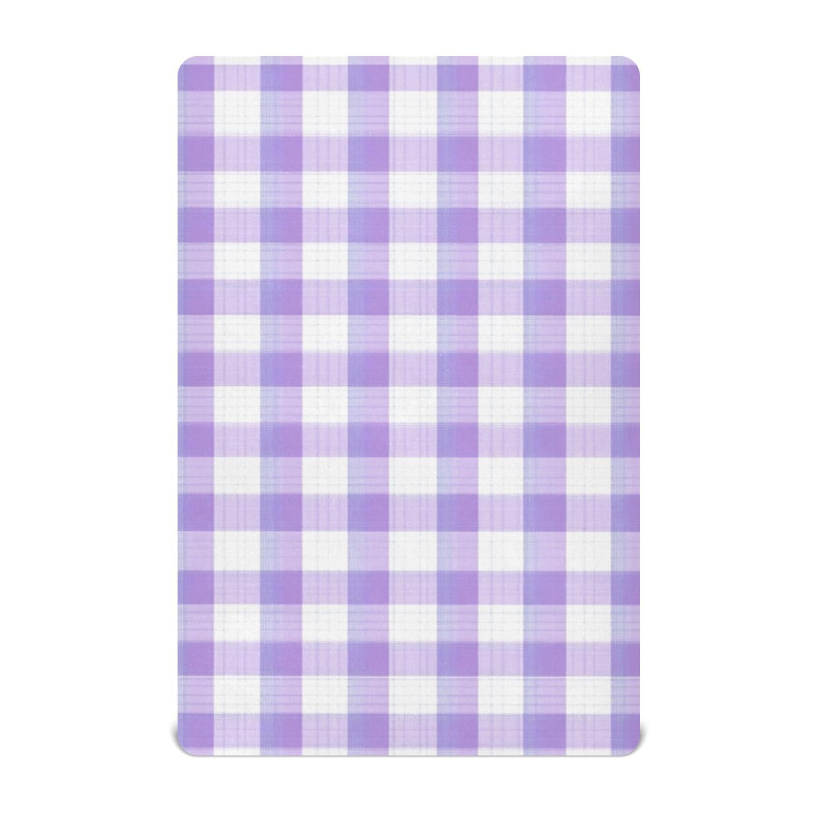 Crib Sheet Breathable Soft Crib Mattress Sheet for Baby Toddler Boys Girls Fitted Crib Sheet Fit Standard Crib Mattress 52 x 28 Inch Purple Gingham Checkered