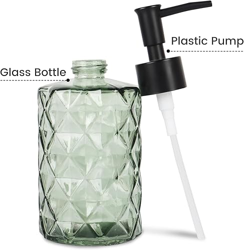 Miniatura 10 de Top-spring Dispensador de jabón de vidrio ámbar de 12 onzas con bomba  Paquete de 2 dispensadores de jabón de loción recargable con diseño de