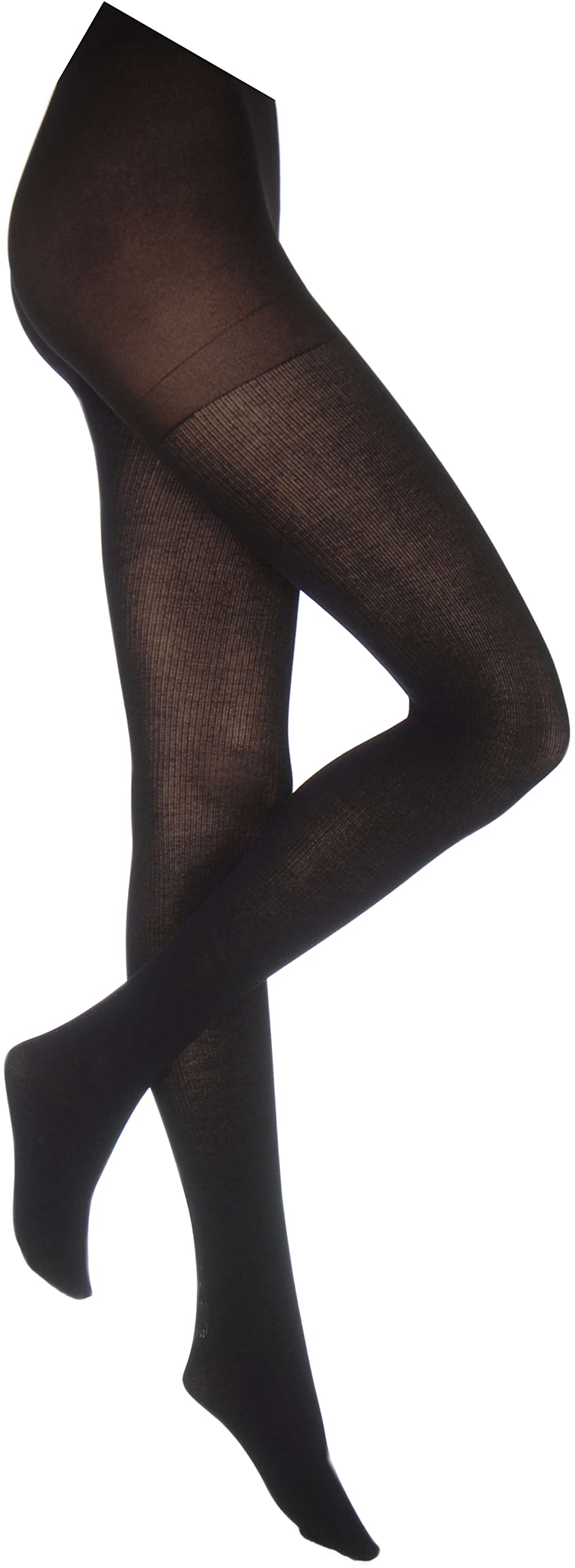 Cosyfeet Women's Black Extra Roomy Softhold® Warm Ribbed Tights 80 Denier - Xl