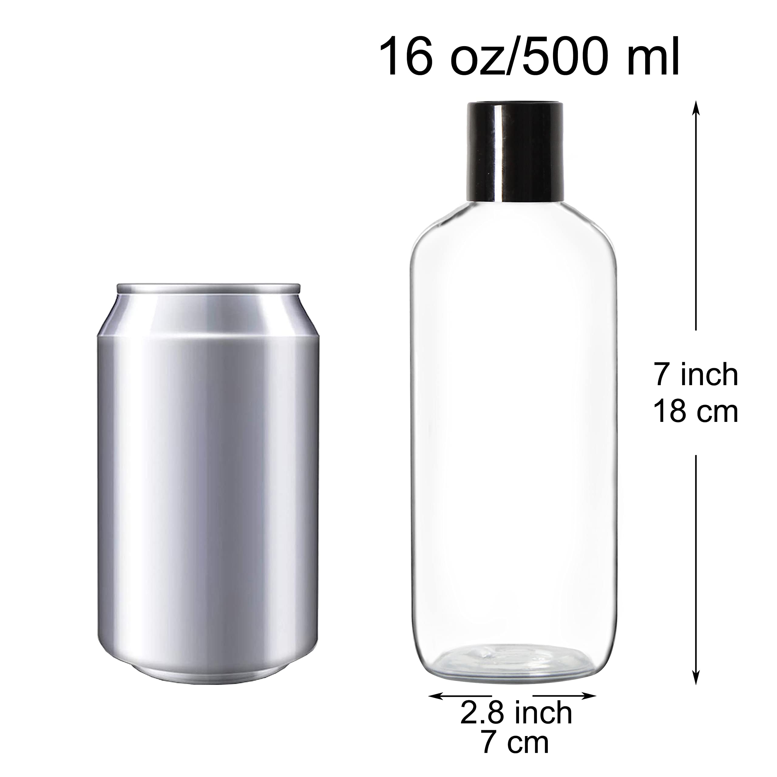 Youngever 6 Pack 500ML Empty Squeeze Containers with Black Disc Cap, Plastic Bottles with Disc Top Flip Cap - Image 2