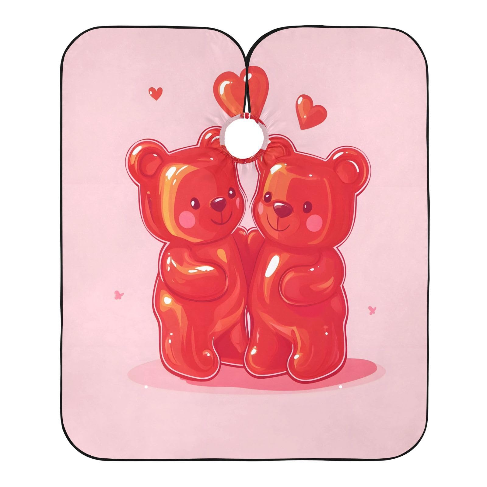 BOESI Doodle Cute Bear & Heart Pattern Barber Shawl, Waterproof Haircut Shawl, Haircut Salon Apron, Shaving Bib, 55 x 65 inches