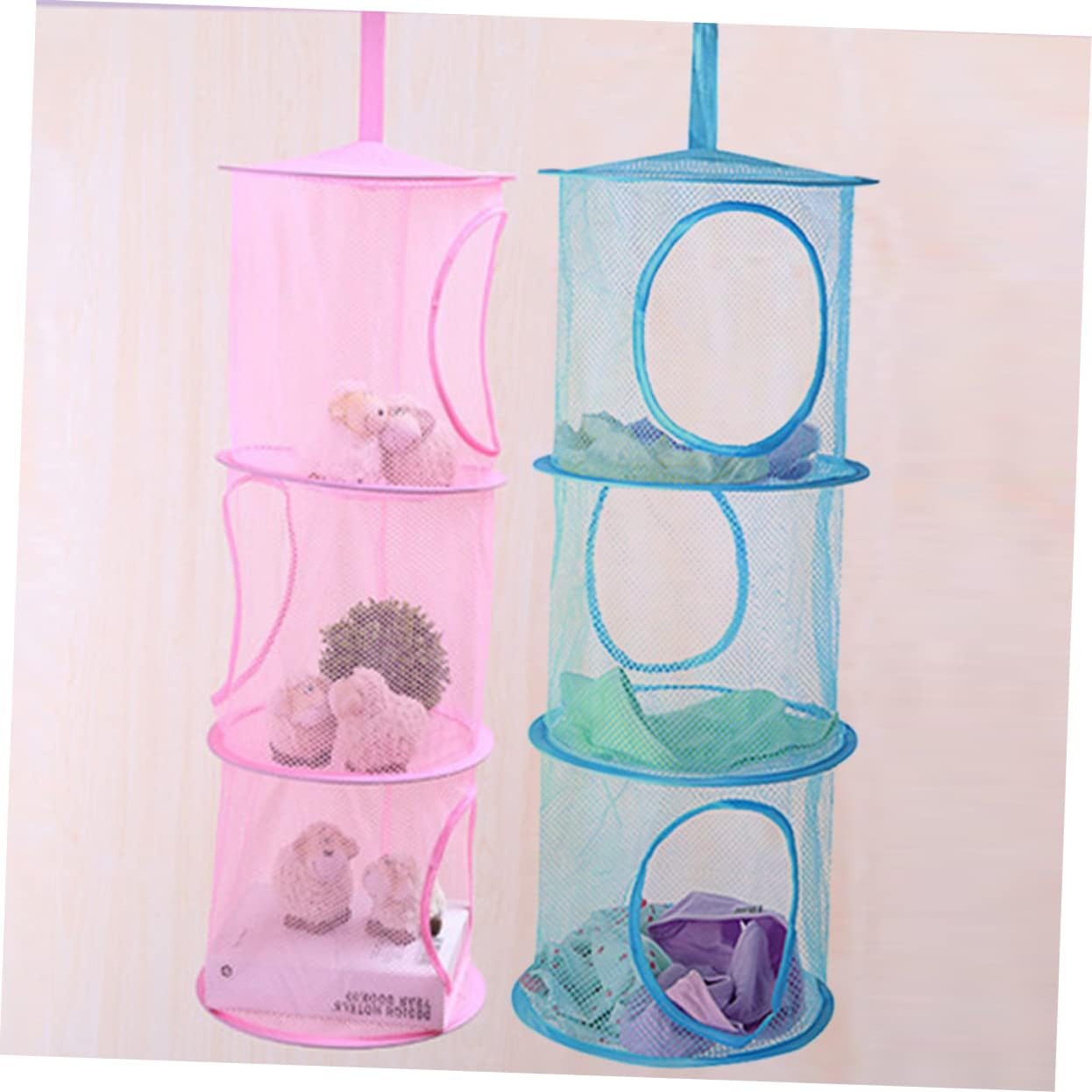 Three Layer Hanging Basket Collapsable Laundry Basket Mesh Laundry Mesh Bags for Hamper Space Saver Foldable Hanging Foldable Bag