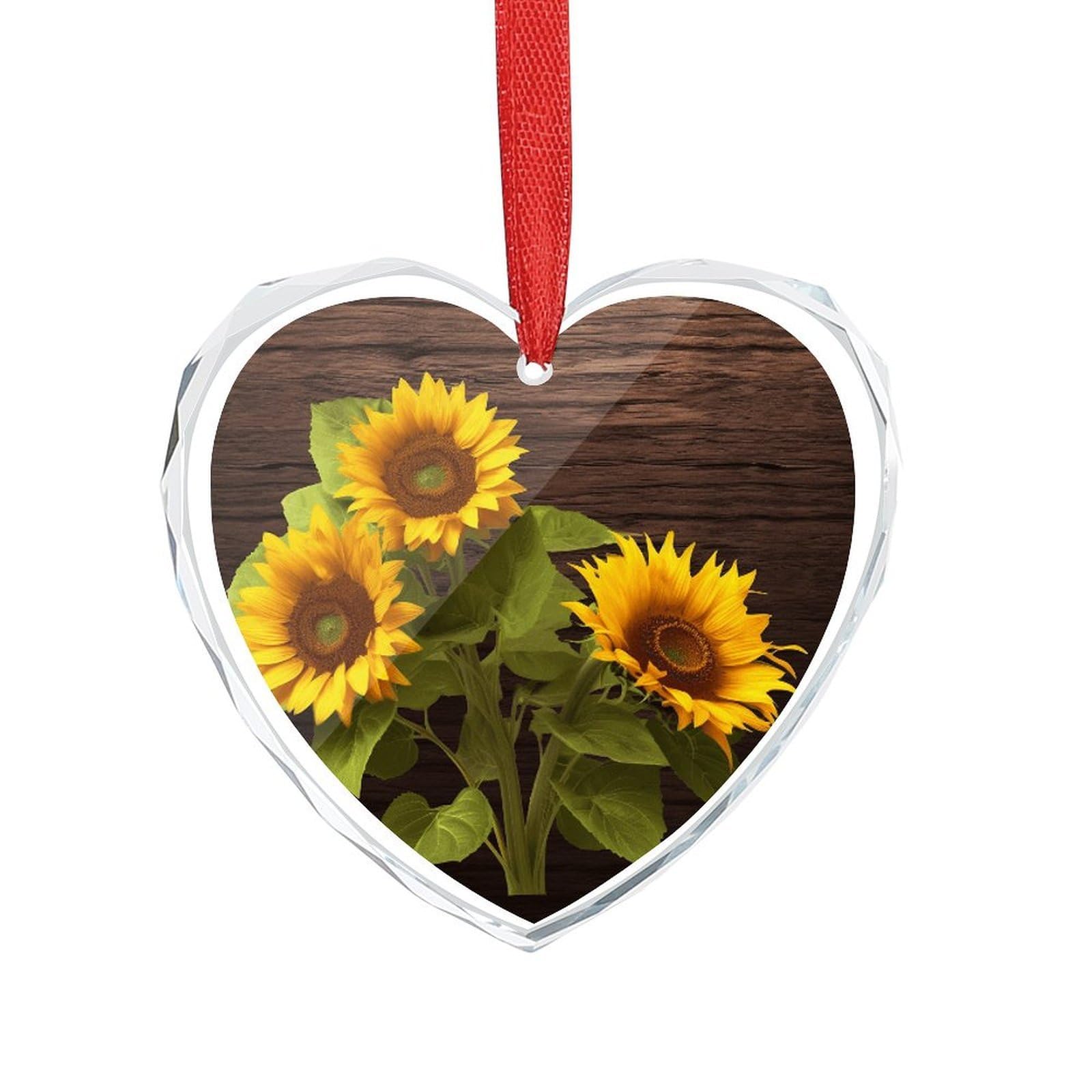Wsoihfec Style Sunflower Plant Engagement Gifts For Couples, Glass Ornaments Just Married Bridal Shower Decor, Heart Keepsake Decor For Bride & Groom