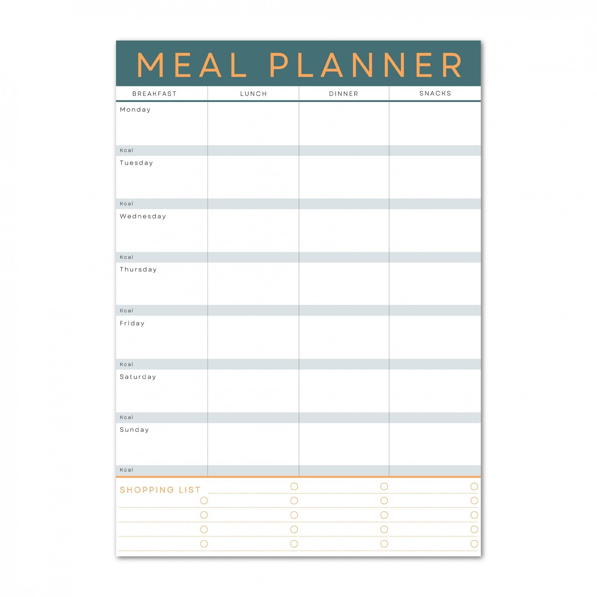 Magnetic Weekly Meal Planner and Tear-Off Shopping List for Fridge, 52 Sheets A5 Notepad for Weekly Food and Shopping Planning - Green