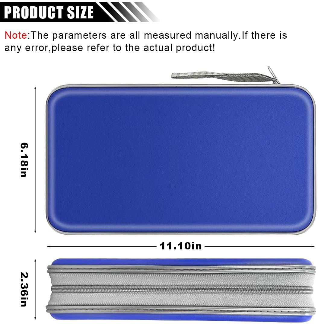 Car CD DVD Case - 96 Capacity DVD Disc Storage Binder Wallet - Portable Hard Plastic CD Case Holder - Zipper Protective CD/DVD Organizer for Car Office Home Travel (Blue)