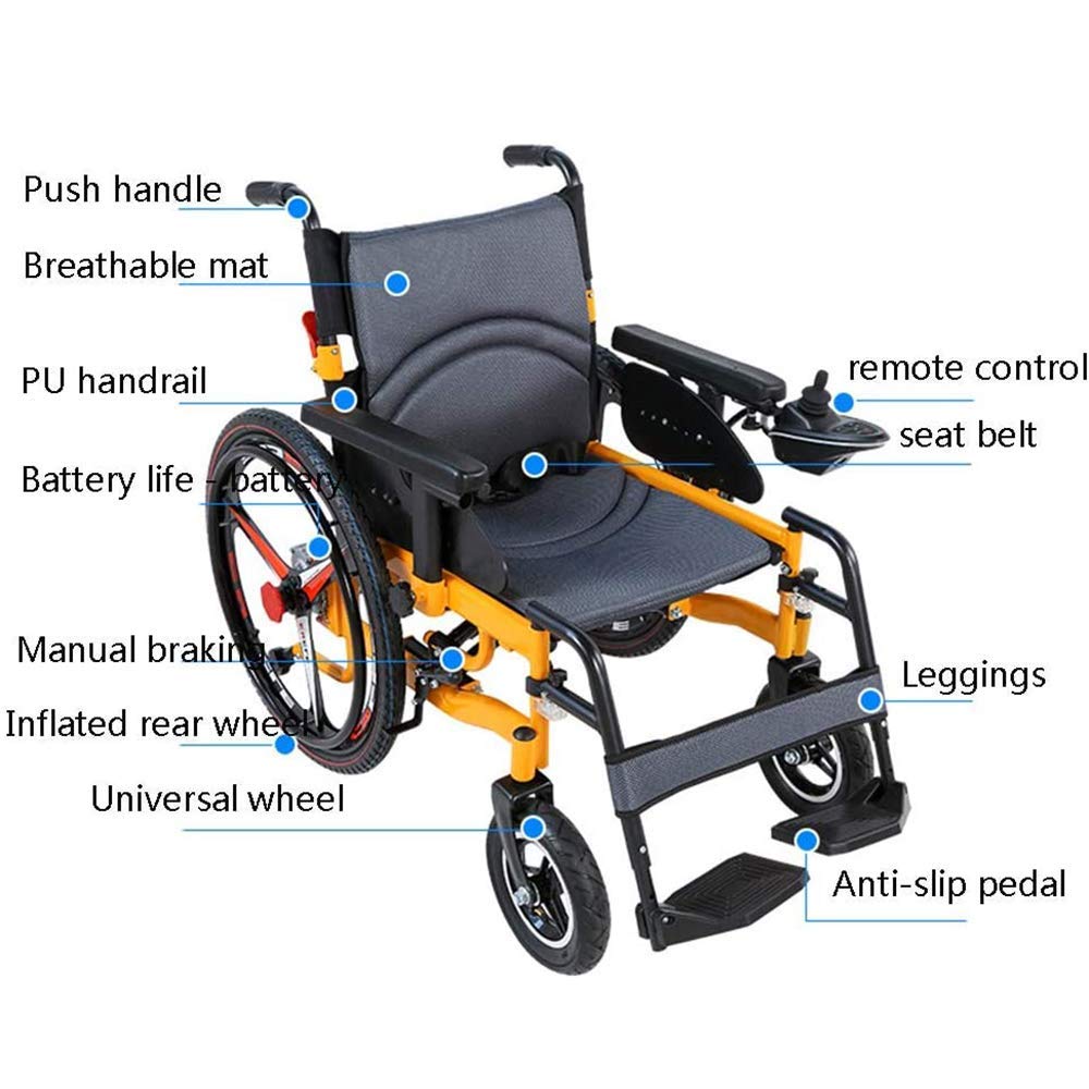 Sedia a rotelle Portatile alla Moda, Ruote da 4 Pollici, Portatile, Pieghevole, Resistente, Guida più Lunga, 20 km, Batteria al Litio da 20 A, Due modalità per Gli Anziani.