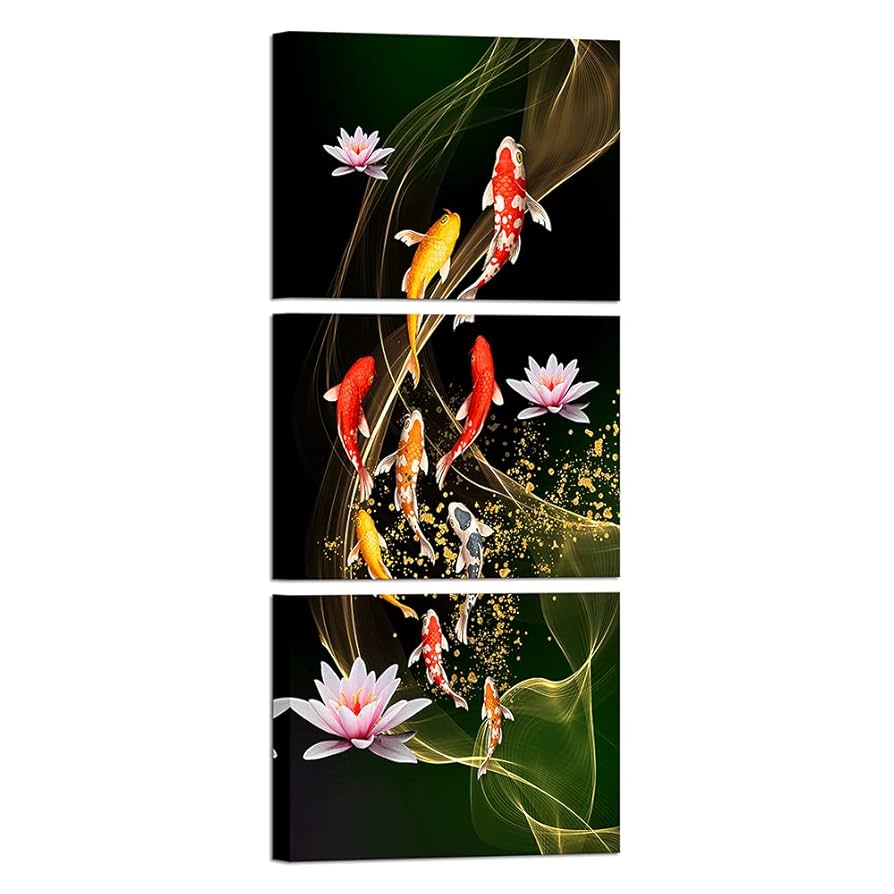 Amazon.co.jp: Canvbay 9匹の鯉 キャンバス絵画 ウォールアート