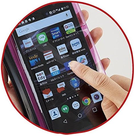 Close-up of a hand interacting with a smartphone screen through the clear pocket of the Zenith MPC-680P case.