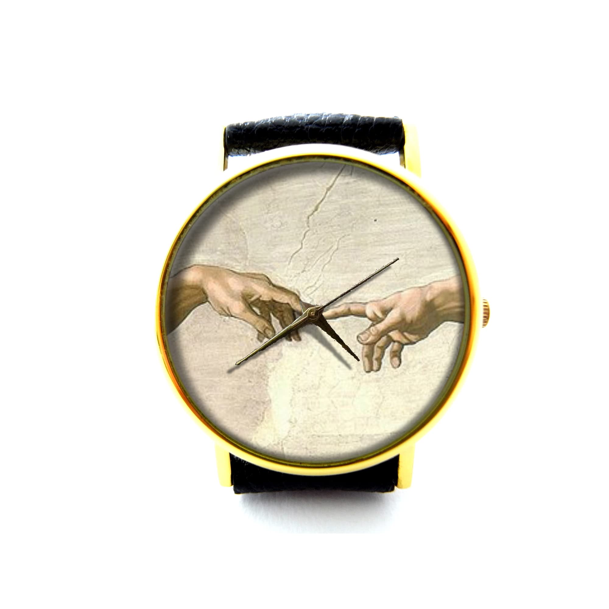 Michelangelo Watch, Michelangelo Art Leather Watch, Unisex Watch, Ladies Watch, Mens Watch, Painting Watch, Hands watch P469
