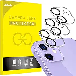 JETech Protetor Lente Câmera para iPhone 11 6,1 Polegadas e iPhone 12 mini 5,4 Polegadas, Vidro Temperado 9H, Antiarranhões, Compatível com Capas, Não Afeta Fotos Noturnas, Pacote com 3
