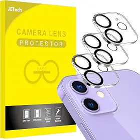 JETech Protetor Lente Câmera para iPhone 11 6,1 Polegadas e iPhone 12 mini 5,4 Polegadas, Vidro Temperado 9H, Antiarranhões, Compatível com Capas, Não Afeta Fotos Noturnas, Pacote com 3