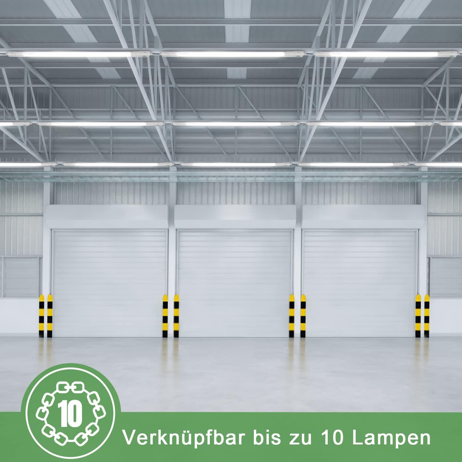TONFFI LED Feuchtraumleuchte mit Bewegungsmelder 115CM, 36W 4100LM LED Deckenleuchte Röhre, 4000K IP65 Wasserfest Verknüpfbar Wannenleuchte Feuchtraumlampe für Garage Keller Werkstatt Bad Büro