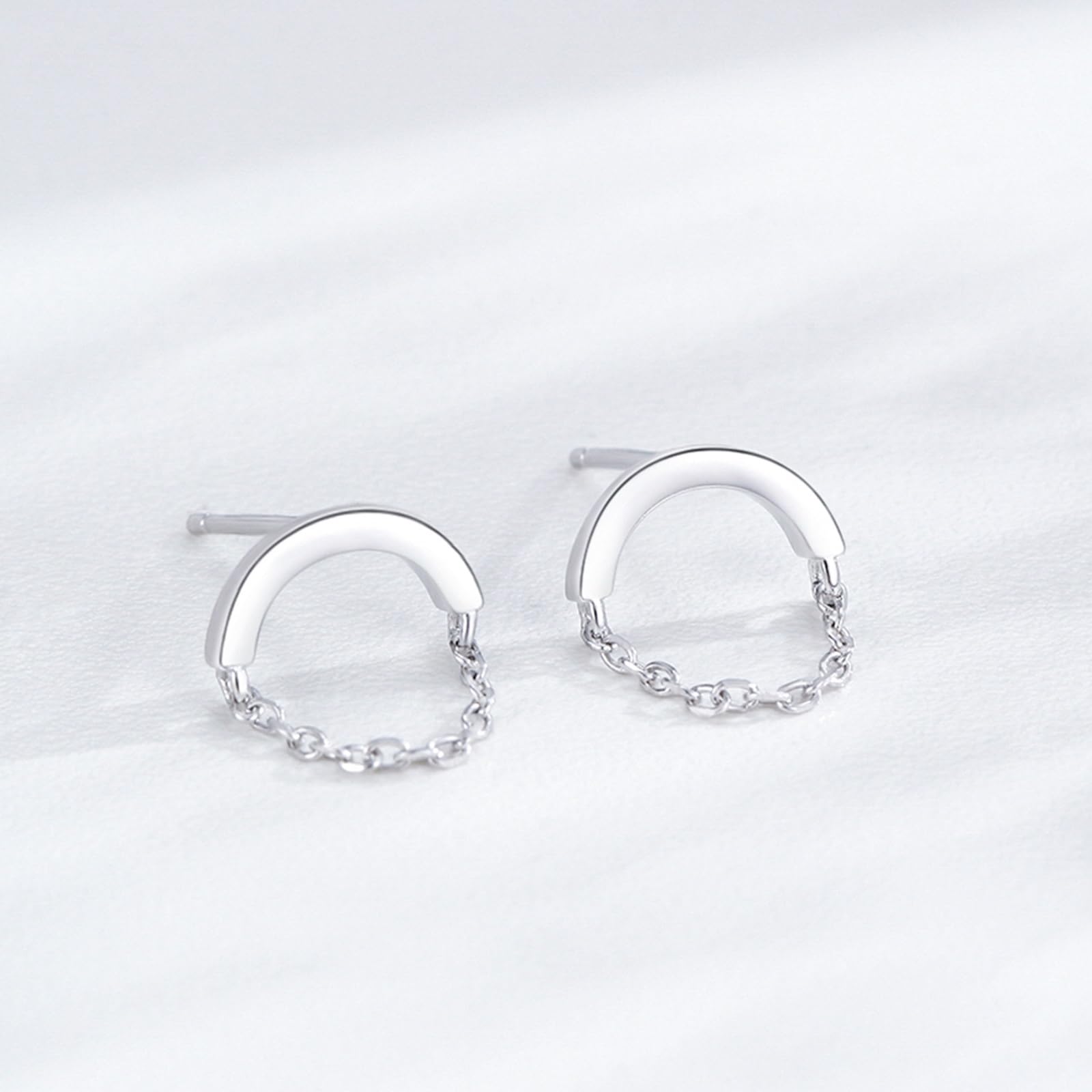 Pendientes colgantes para mujer, aretes colgantes de aro con cadena en U para mujer, color dorado