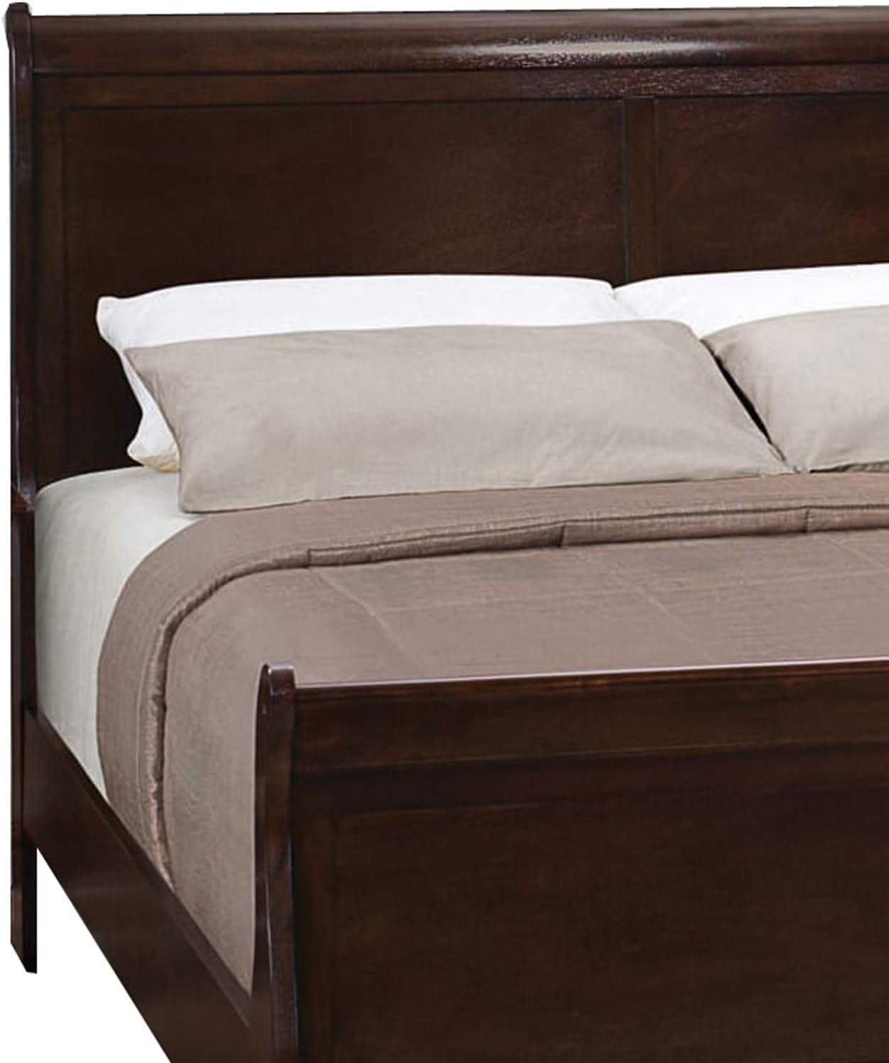 Benjara Traditional Style Wooden Full Size Bed with Curved Headboard, Brown