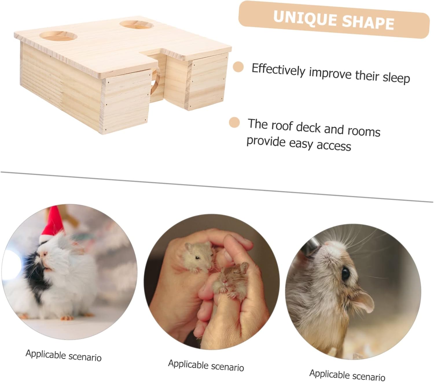 Hamster Maze Guinea Pig Loft Wooden Hideout Cabin Safe Comfortable Year-Round Toy