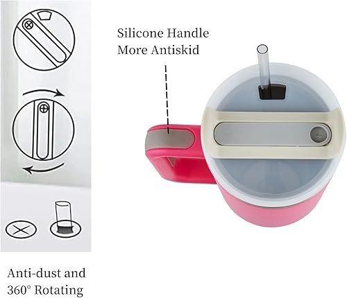 Miniatura 3 de Vaso de 40 onzas con asa y tapa con pajilla, vaso de acero inoxidable con aislamiento térmico, taza de café de viaje, mantiene las bebidas frías y