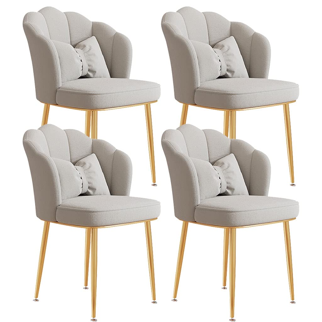 Set di 4 eleganti sedie da pranzo in velluto bianco con piedini dorati, gambe in acciaio al carbonio, eleganti sedie con schienale per casa, ufficio, studio, toeletta e salone di bellezza