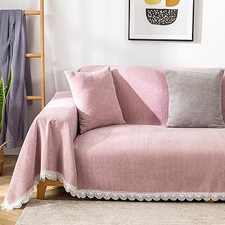 YHRJ Housses de canapé Housse de canapé Anti-Rayures de Couleur Unie, Canapé Serviette de décoration en Dentelle d'ameublement, Housse de Protection Respirante en Chenille Simple