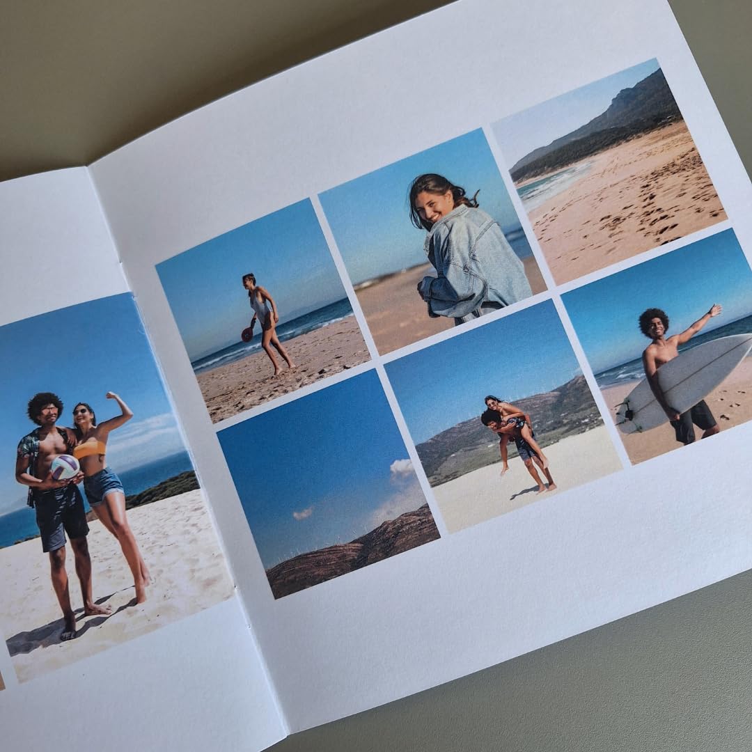 Álbum de Fotos Personalizado (Formato Cuadrado: 21 x 21) - Libreta de Tapa Blanda con Encuadernación de Grapas