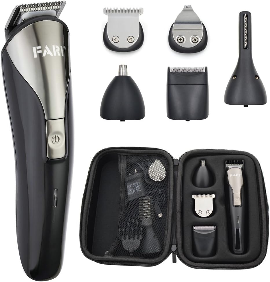 FARI Beard Trimmer Kit for Men, Cordless Mustache Trimmer Hair Trimmer Body Grommer Clippers, EVA Hard Travel Case Included