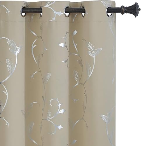 BUHUA - Cortinas opacas con estampado floral de vid para dormitorio, sala