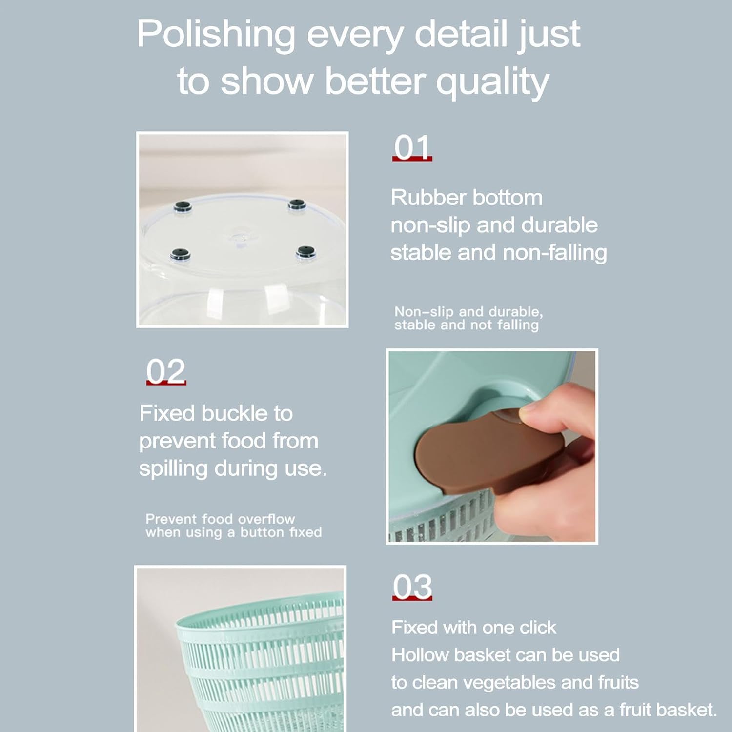 Vegetable Spinner,Double-Layer Kitchen Container,Fruit Cleaner Spinner Salad Container - for Home Commercial Restaurant Party Gathering Wedding Meal Prep