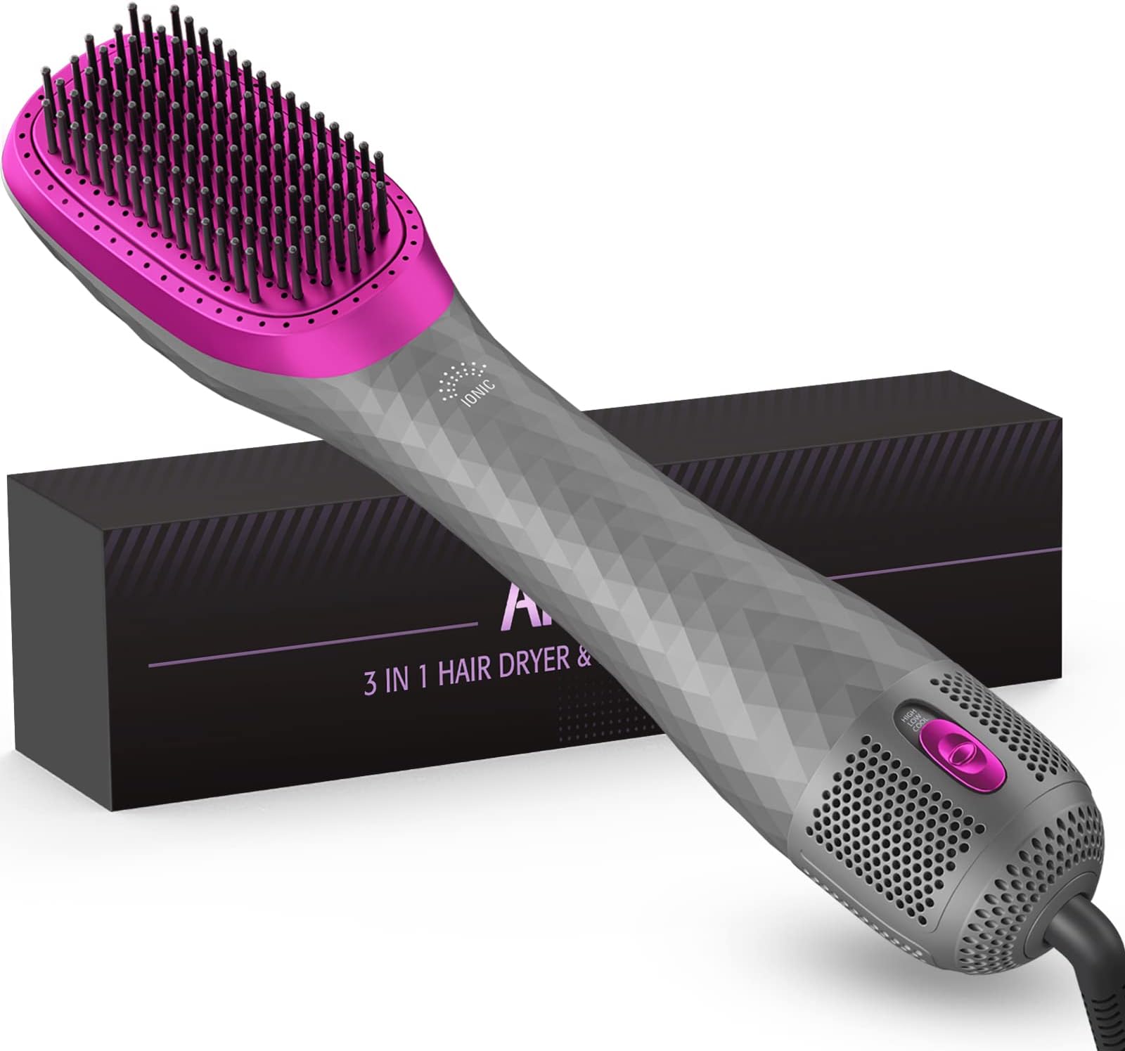 APOKE 3 in 1 Hair Dryer Brush Professional 1200W Powerful Ceramic Tourmaline 3 Heat/2 Speed Settings One Step Hair Dryer and Styler