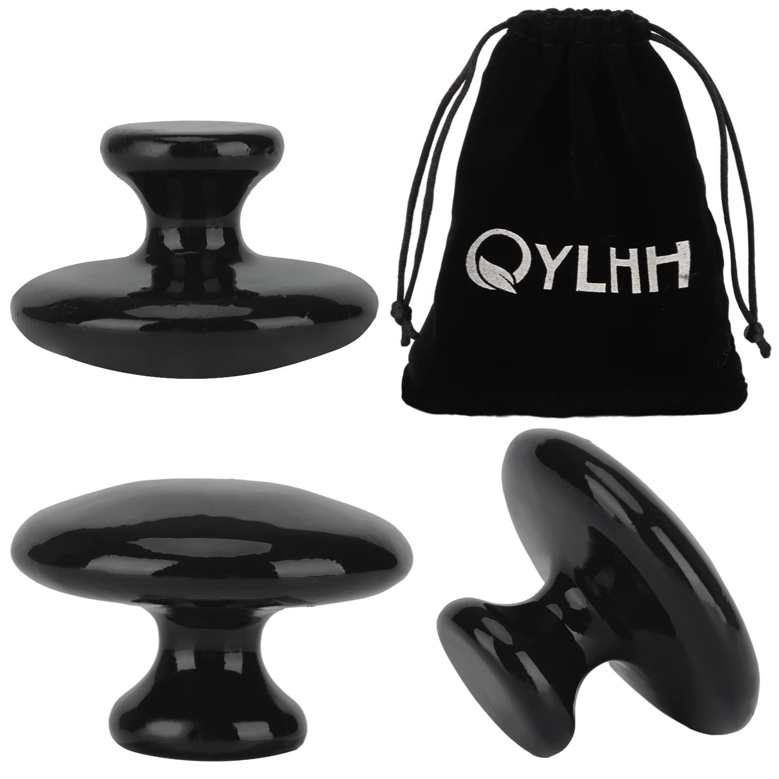 Juego de 4 piedras de masaje caliente de hongos naturales Bian para spa facial, 5,5 x 3,5 cm