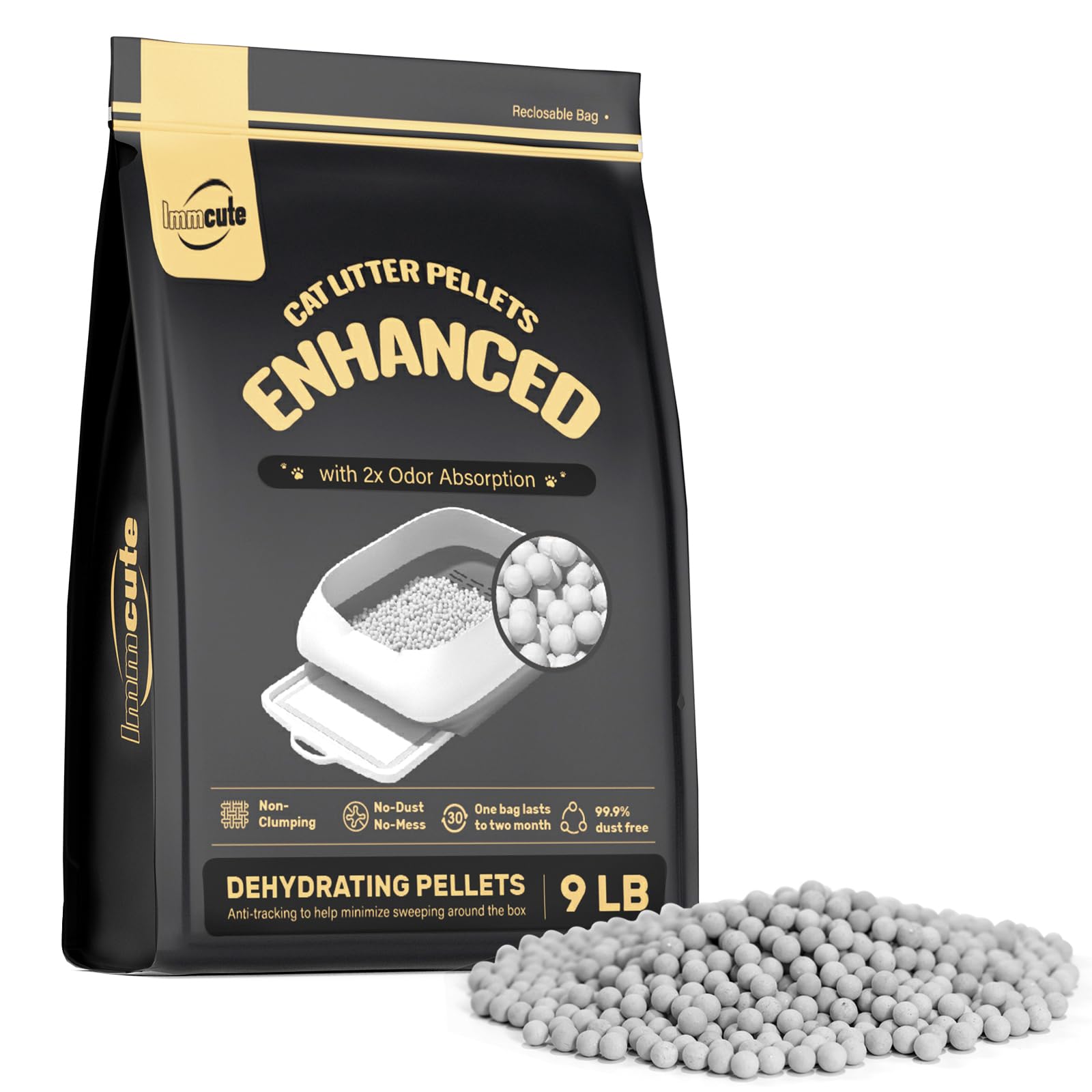 Enhanced Cat Litter Pellets 9 lbs, Long-Lasting Odor Control, Generic Litter Pellets Refills Exclusively for Dual-Layer Litter Box Systems, Zeolite, Non-climping, Not Low-Tracking