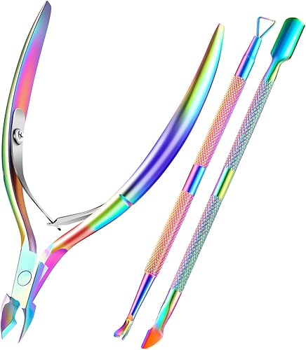 Cortador de cutículas con empujador de cutículas XUNXMAS Removedor de cutículasalicate y empujador raspador y pelador de uñas triangularcortador de