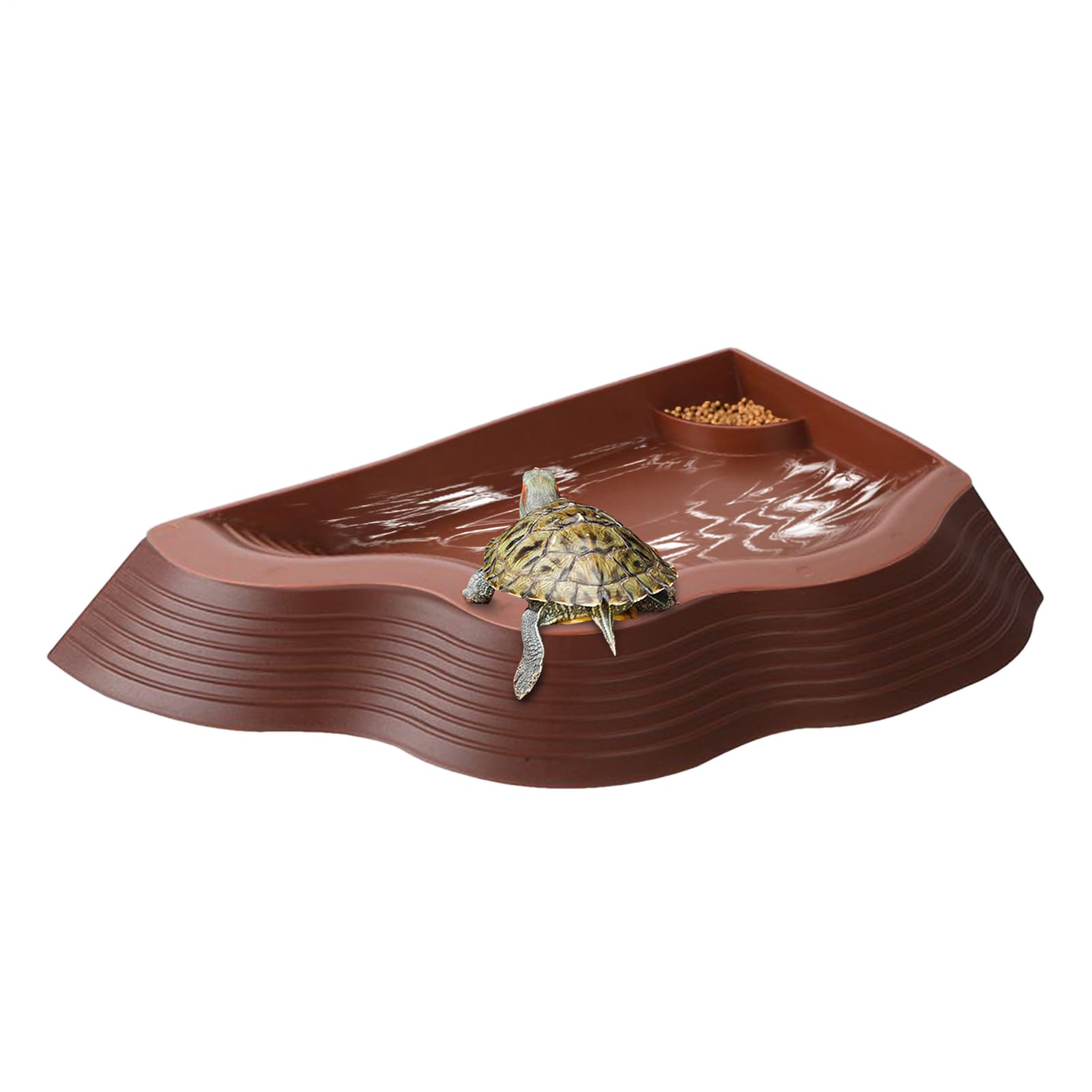Bassin de bain pour reptiles anti-glisse avec mangeoire de terrarium