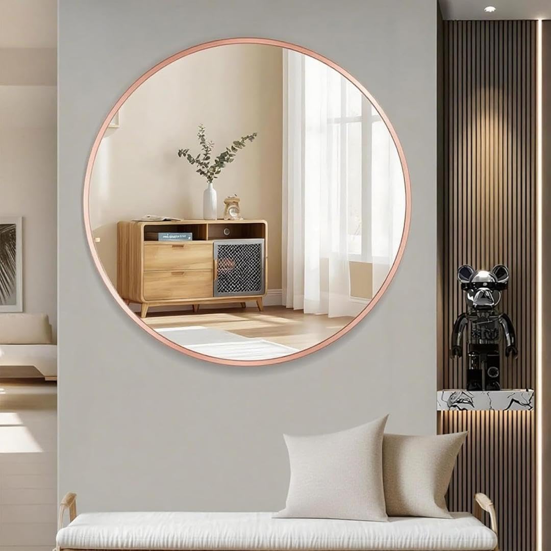 壁掛け鏡 壁掛けミラー 丸い鏡 アルミ ウォールミラー 洗面台 直径30cm