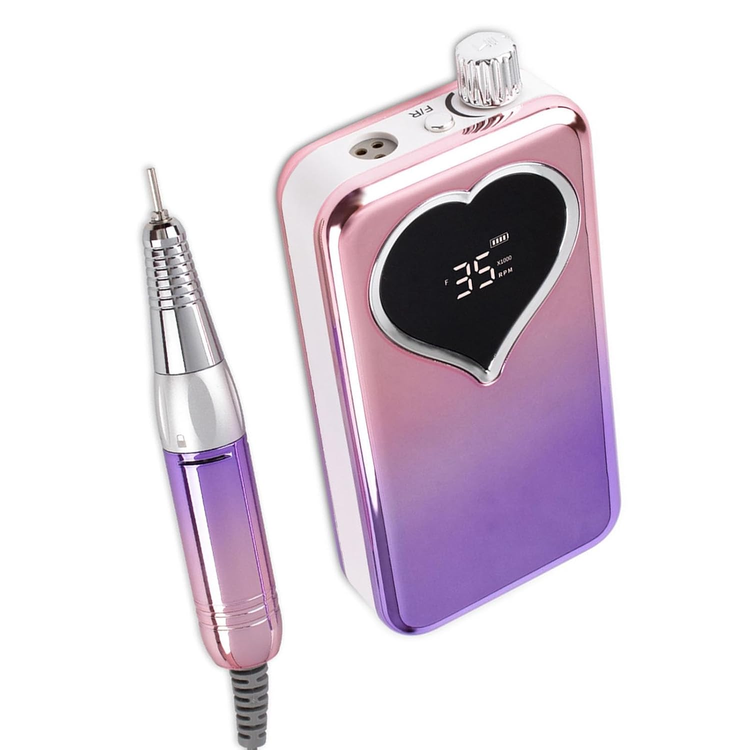 Electric Nail Drill, 35,000RPM, Rechargeable Wireless Nail File Machine with 8-10h Usage Time for Manicure and Pedicure, Portable Nail Grinder (US Plug)