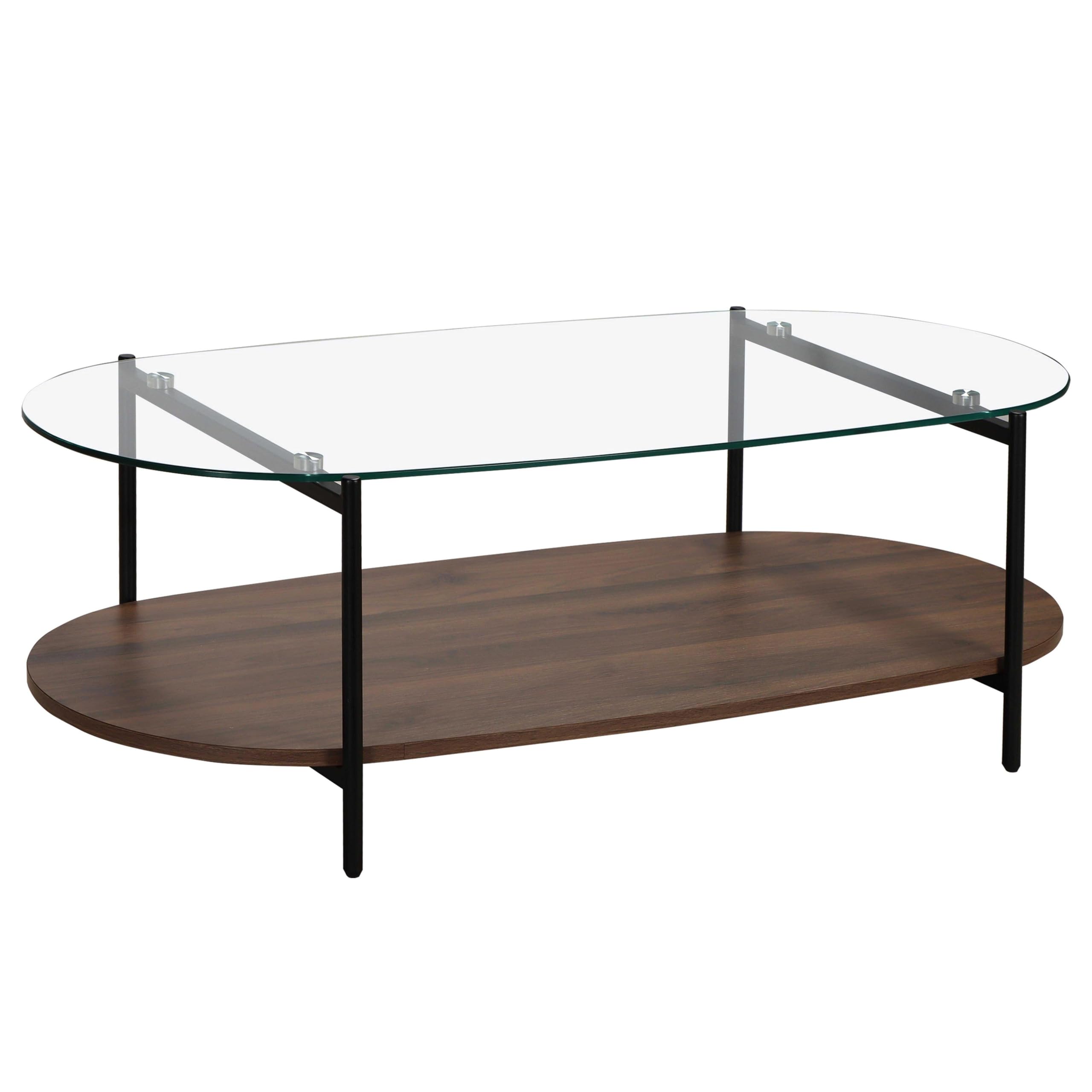 Table Basse Moderne Ovale L 120 cm en Verre Transparent