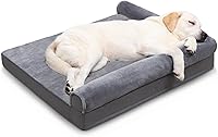 KSIIA Orthopedic Dog Bed for Large Dogs - Waterproof Flannel Bolster Couch, Egg Crate Foam, Removable Washable Cover, 36x27 Inch Gray