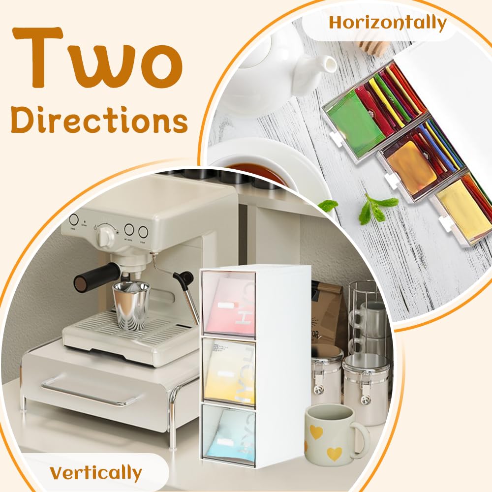 Tiroir A Epices Bou00eete U00e0 Thu00e9 Avec 3 Tiroirs - Organisateur De Tiroirs Pour Cuisine Et Bureau Boite De Rangement Pour Sachets De The Dosettes De Cafe Sucre Etc Avec Adhesif Pour